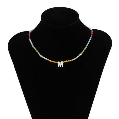 Red & White 'M' Beaded Necklace