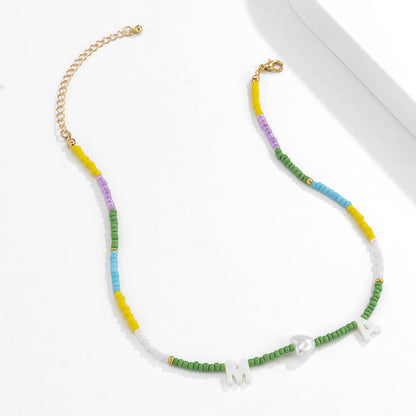 Multicolor Howlite and Pearl 'M' Heart 'A' Choker Necklace, pendant necklace for women, lifestyle look