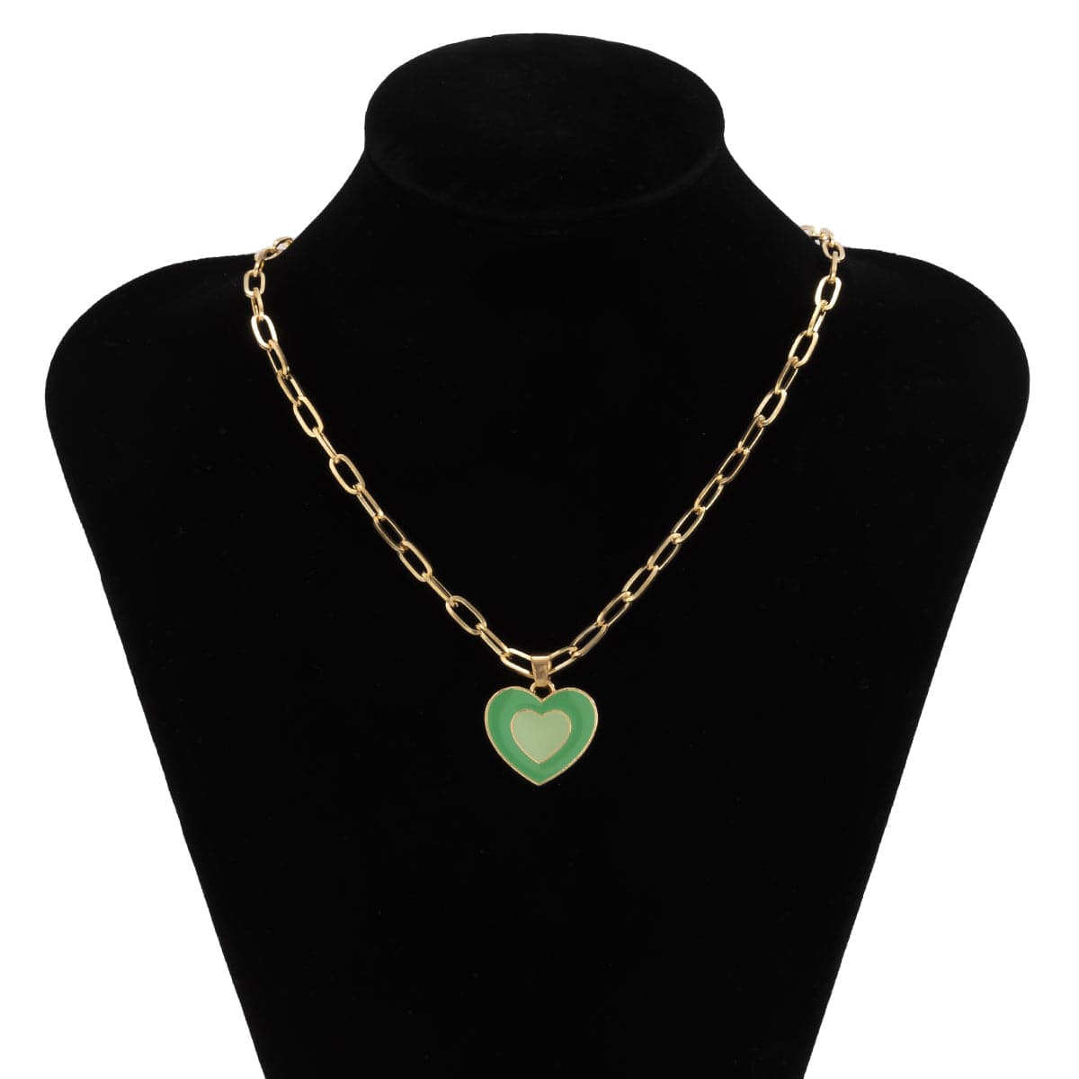 Green Enamel & 18K Gold-Plated Heart Pendant Necklace