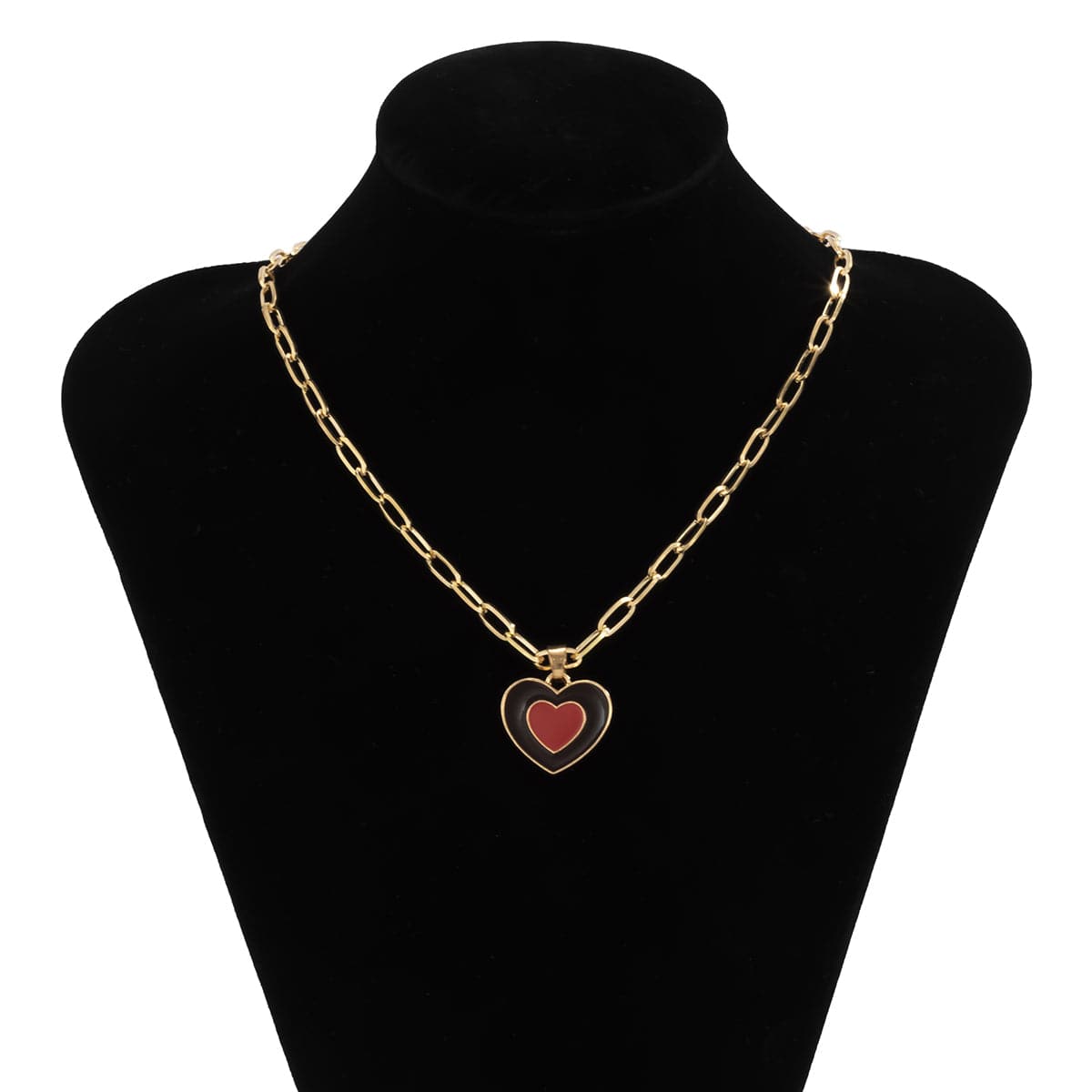 Black Enamel & 18K Gold-Plated Heart Pendant Necklace
