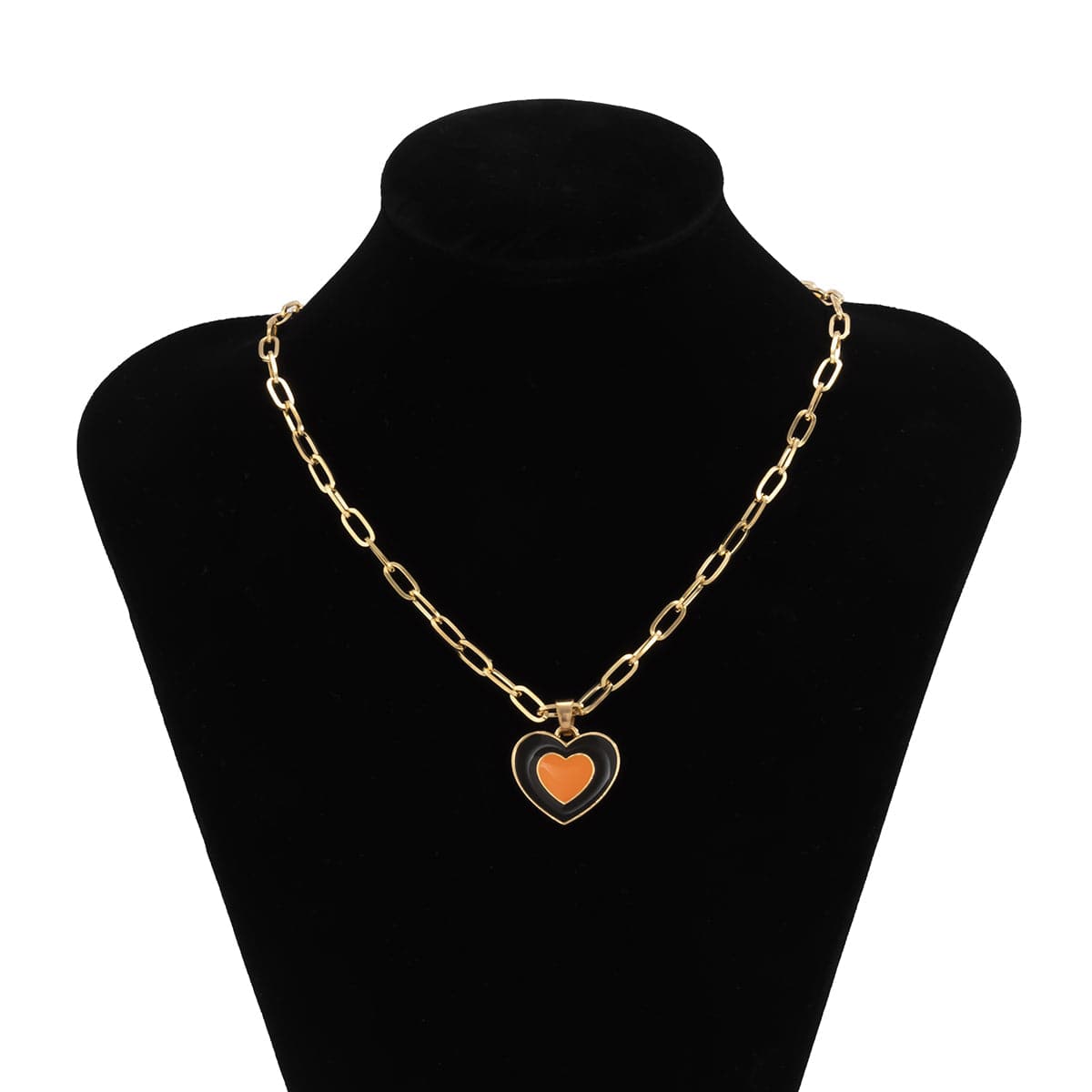 Coffee Enamel & 18K Gold-Plated Heart Pendant Necklace