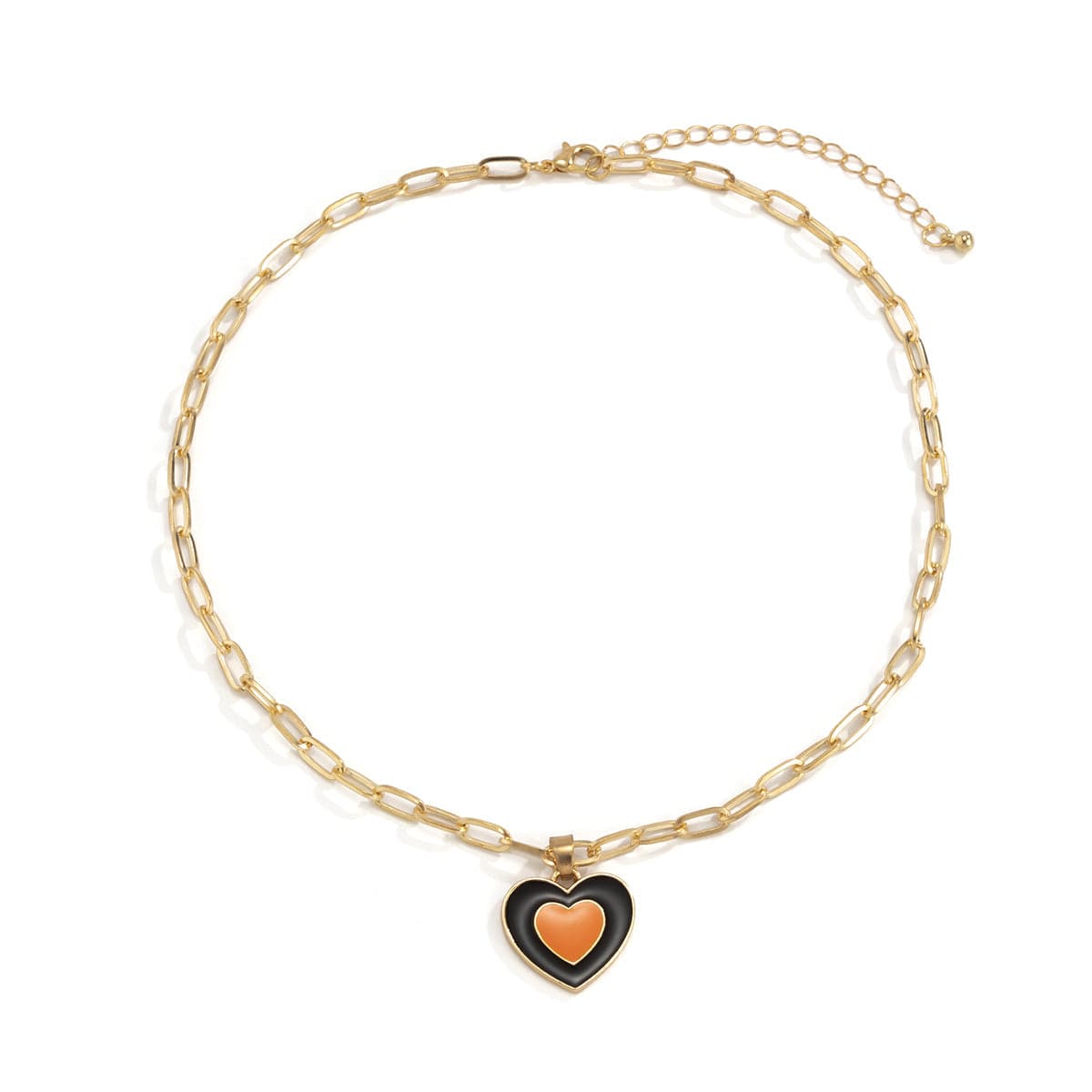 Coffee Enamel & 18K Gold-Plated Heart Pendant Necklace