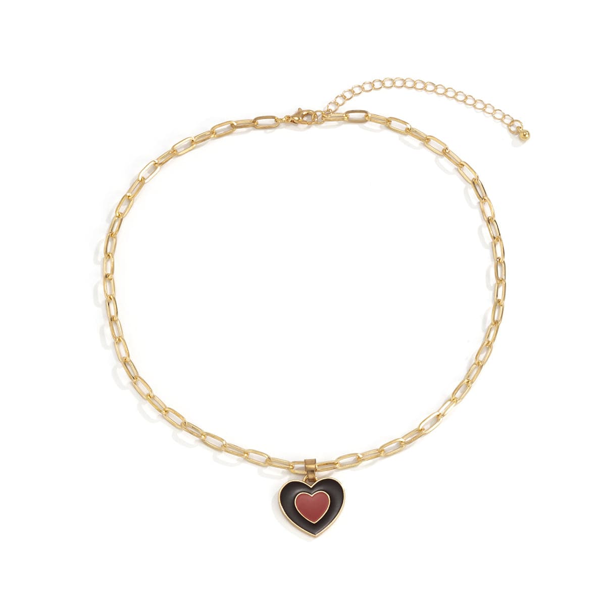 Black Enamel & 18K Gold-Plated Heart Pendant Necklace