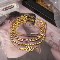 18k Gold-Plated Cable Chain Snake Anklet Set