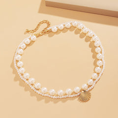 Pearl & 18K Gold-Plated Shell Layered Necklace