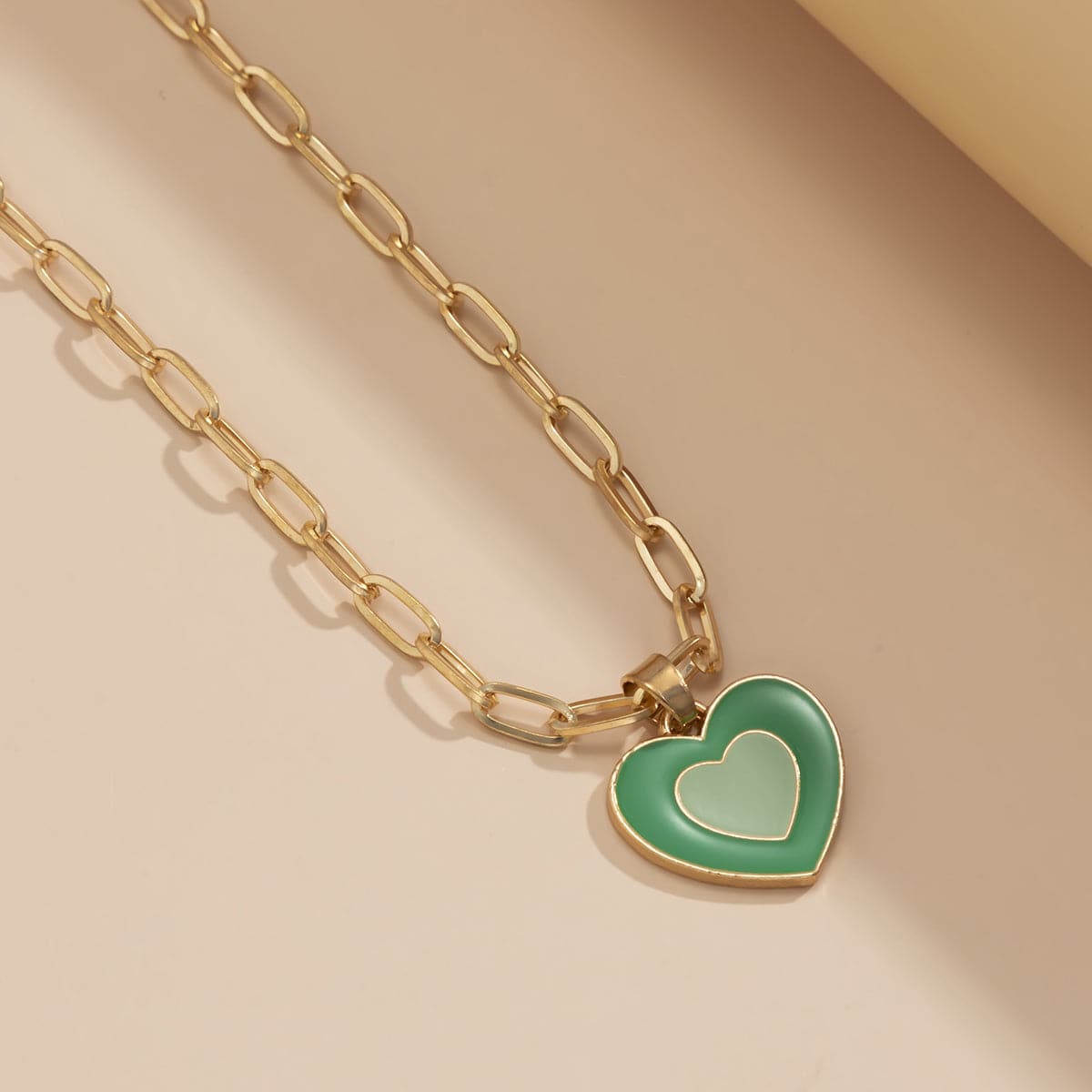 Green Enamel & 18K Gold-Plated Heart Pendant Necklace