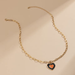 Coffee Enamel & 18K Gold-Plated Heart Pendant Necklace