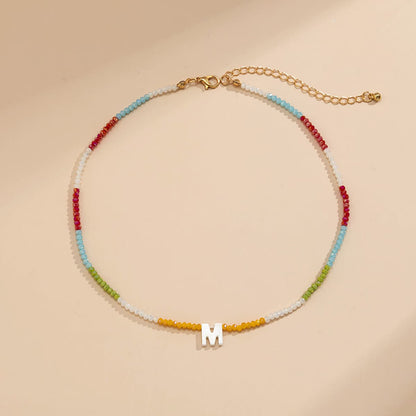 Red & White 'M' Beaded Necklace