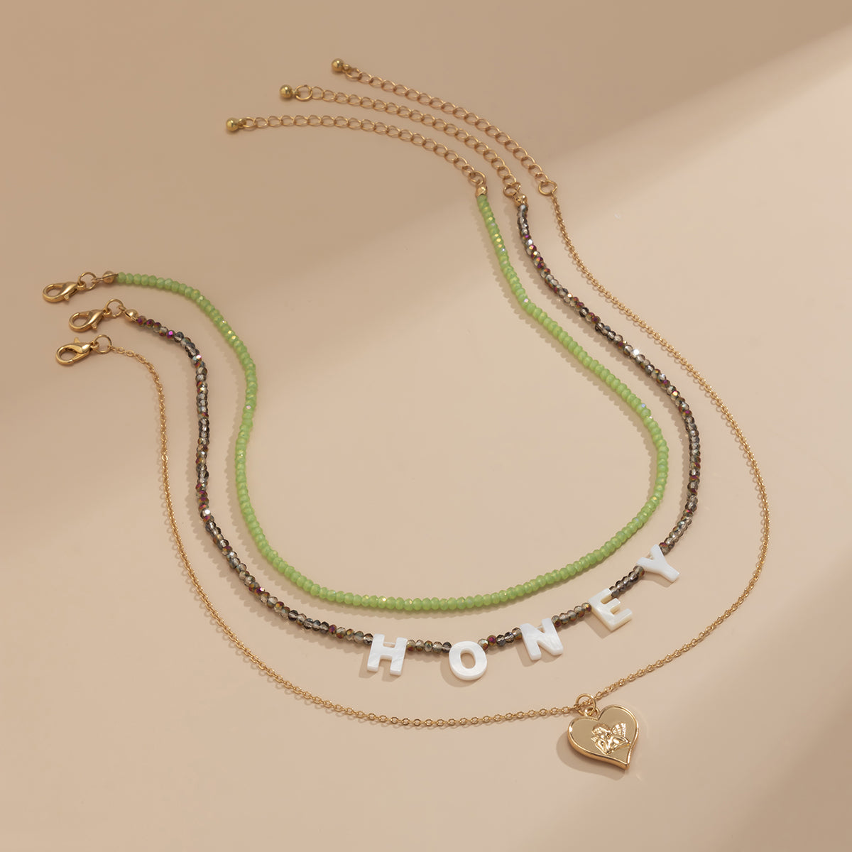 Multicolor Howlite & Acrylic 18K Gold-Plated 'Honey' Angel Heart Pendant Necklace Set