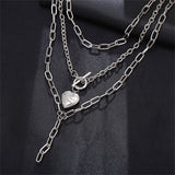 Silver-Plated Heart Toggle Layered Lariat Necklace