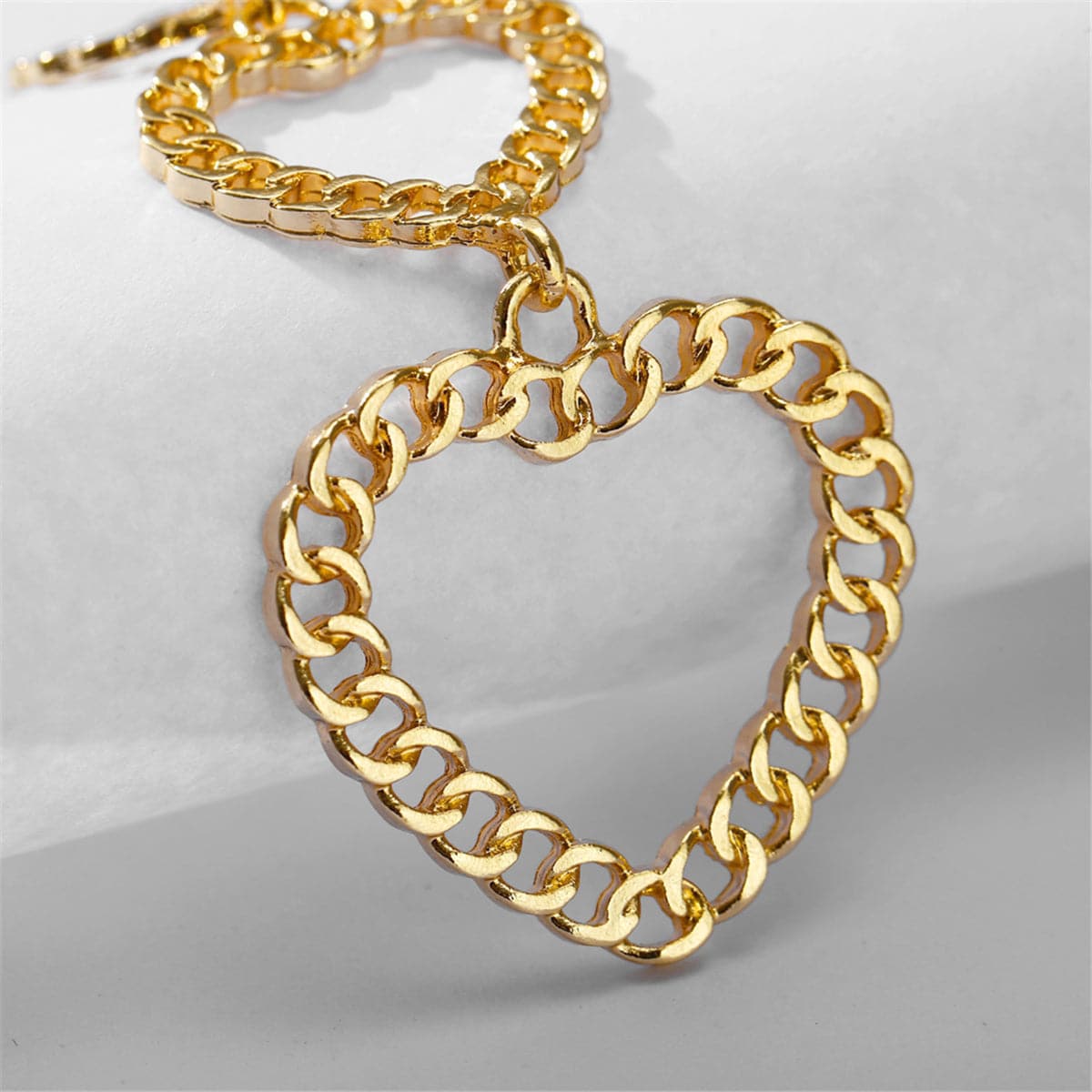 18K Gold-Plated Linking Figaro Heart Drop Earring