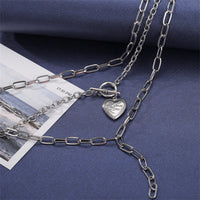 Silver-Plated Heart Toggle Layered Lariat Necklace