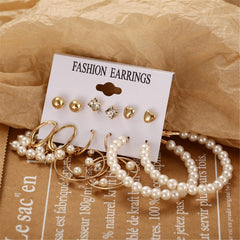 Pearl & Cubic Zirconia 18K Gold-Plated Hoop Earrings Set