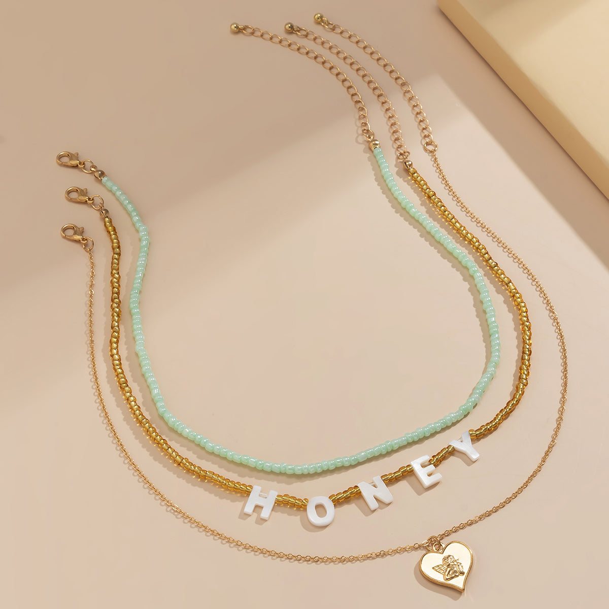 Howlite & Acrylic 18K Gold-Plated 'Honey' Angel Heart Pendant Necklace Set
