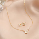 Enamel & Goldtone Butterfly Earring & Necklace Set