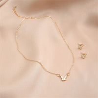 Enamel & Goldtone Butterfly Earring & Necklace Set