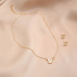 Enamel & Goldtone Butterfly Earring & Necklace Set
