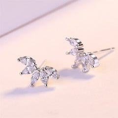 Crystal & Silver-Plated Marquise-Cut Wing Stud Earrings