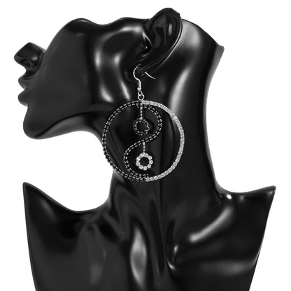 Cubic Zirconia & Silver-Plated Open Yin Yang Drop Earrings