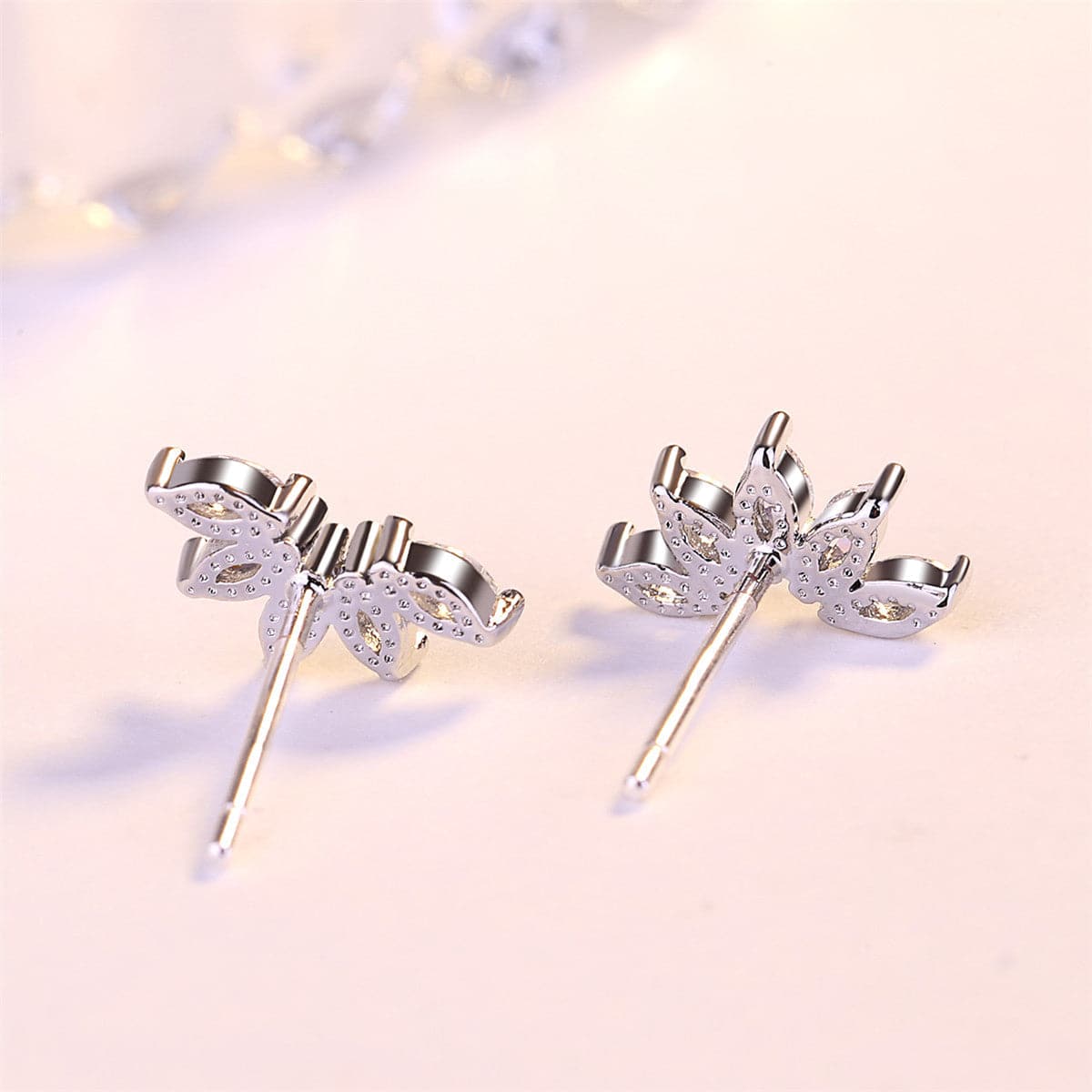 Crystal & Silver-Plated Marquise-Cut Wing Stud Earrings