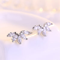 Crystal & Silver-Plated Marquise-Cut Wing Stud Earrings