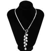 Imitation Pearl & Silvertone Ear of Wheat Pendant Necklace