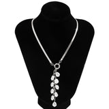 Imitation Pearl & Silvertone Ear of Wheat Pendant Necklace