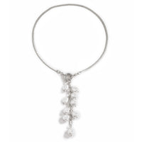 Imitation Pearl & Silvertone Ear of Wheat Pendant Necklace