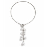 Imitation Pearl & Silvertone Ear of Wheat Pendant Necklace