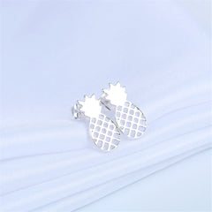 Silver-Plated Open Pineapple Stud Earrings