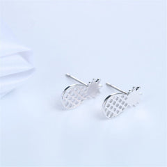 Silver-Plated Open Pineapple Stud Earrings