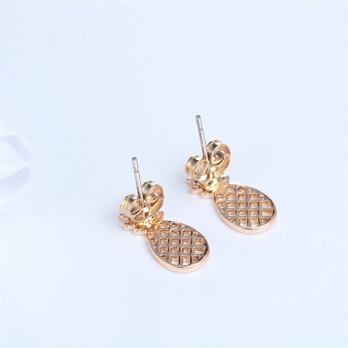 18K Gold-Plated Open Pineapple Stud Earrings