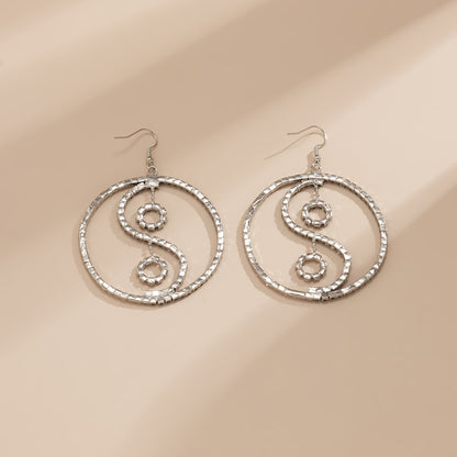 Cubic Zirconia & Silver-Plated Open Yin Yang Drop Earrings