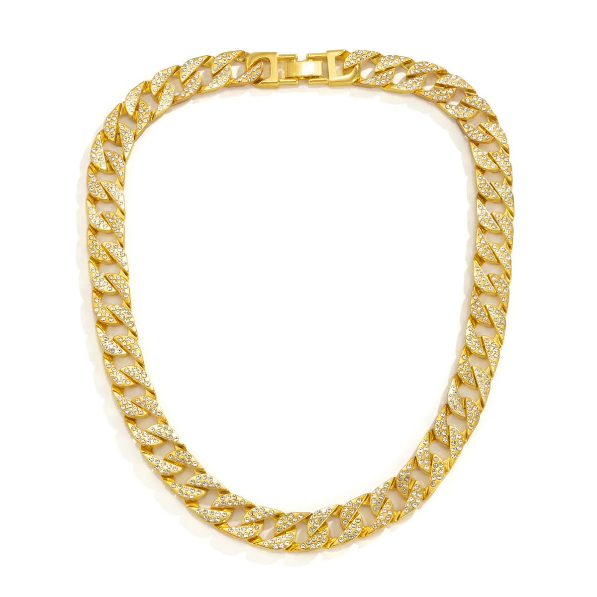 Cubic Zirconia and 18K Gold-Plated Curb Chain Necklace, gold pendant necklace for women, lifestyle look