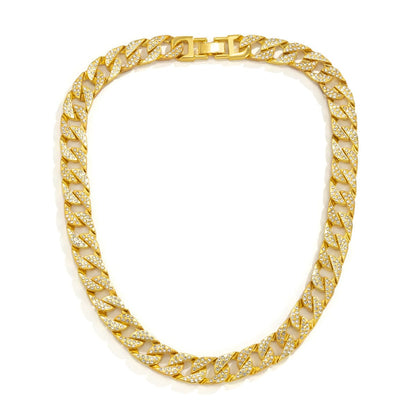 Cubic Zirconia and 18K Gold-Plated Curb Chain Necklace, gold pendant necklace for women, lifestyle look