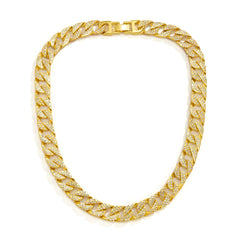 Cubic Zirconia & 18K Gold-Plated Curb Chain Necklace