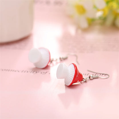 Red Resin and Silver-Plated Dot Mushroom Drop Earrings, silver drop earrings for women, everyday style, lifestyle look