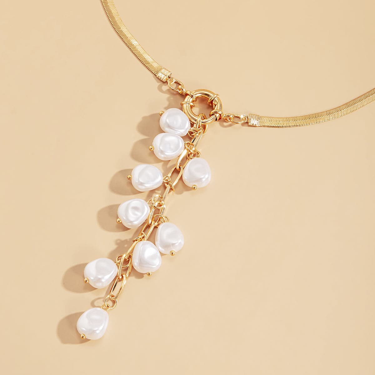 Pearl and 18K Gold-Plated Ear Of Wheat Pendant Necklace, gold pendant necklace for women, lifestyle look