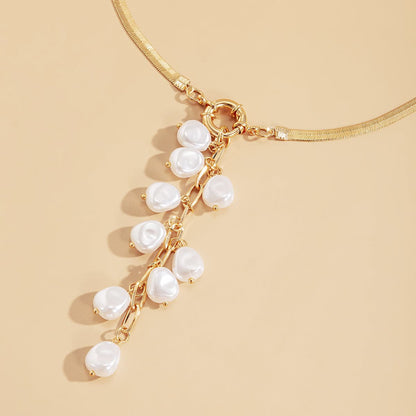Pearl and 18K Gold-Plated Ear Of Wheat Pendant Necklace, gold pendant necklace for women, lifestyle look