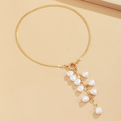 Pearl and 18K Gold-Plated Ear Of Wheat Pendant Necklace, gold pendant necklace for women, styled look