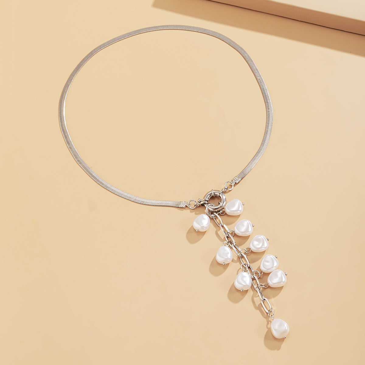 Pearl & Silver-Plated Ear Of Wheat Pendant Necklace