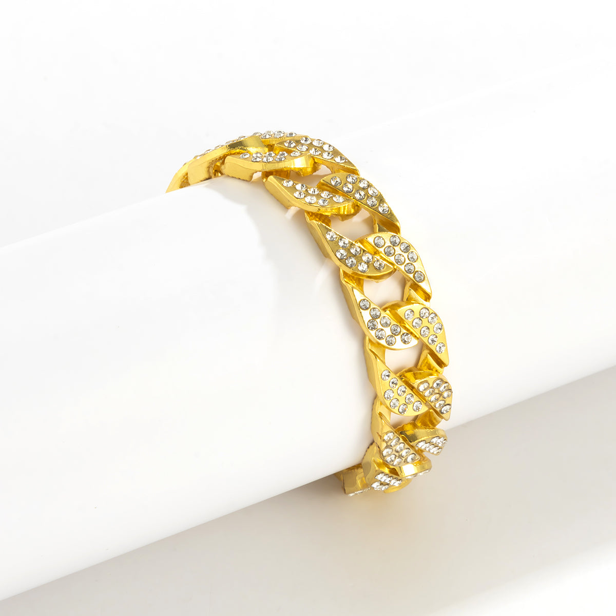 Cubic Zirconia & 18K Gold-Plated Curb Chain Bracelet