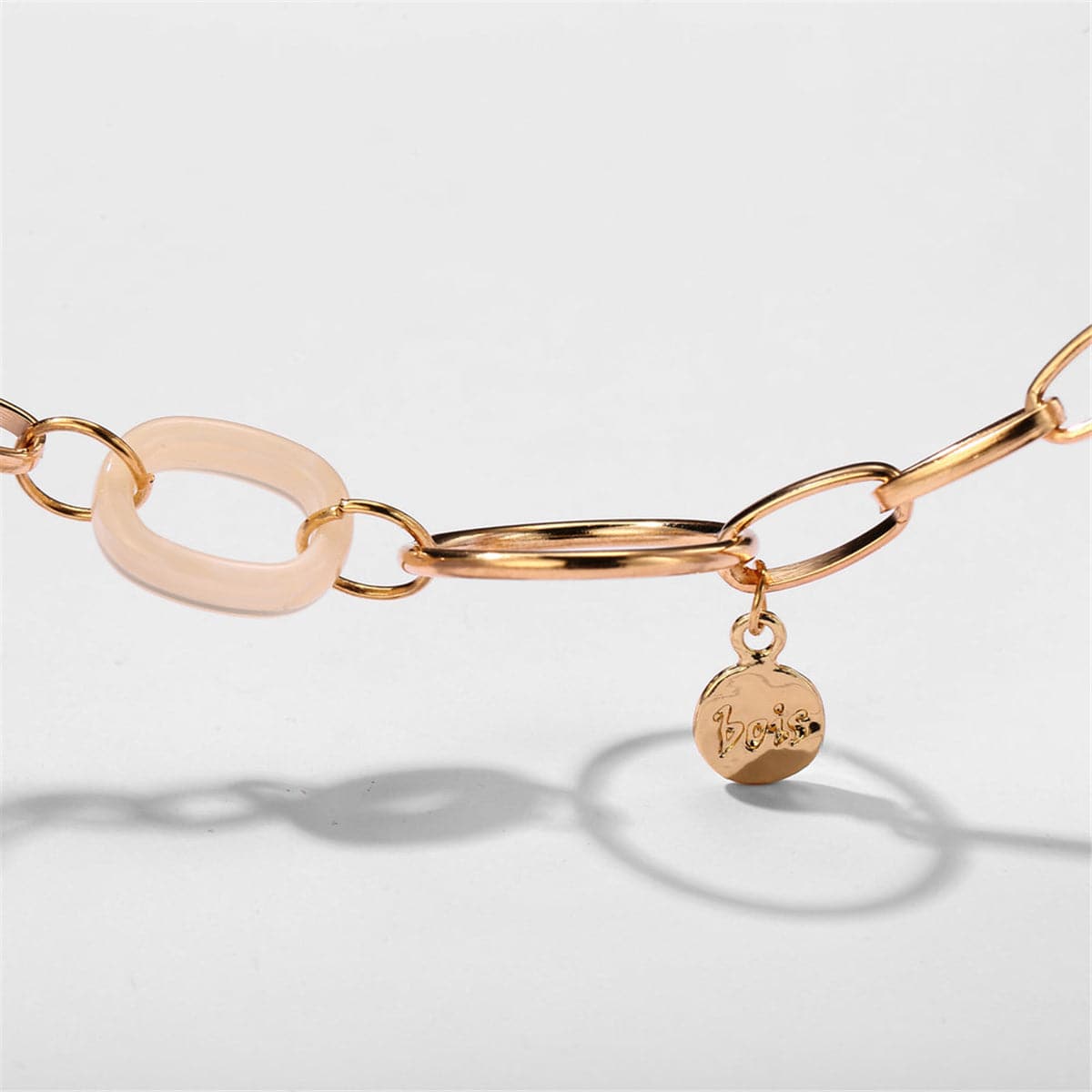 Beige Acrylic & 18K Gold-Plated Cable Chain Bracelet