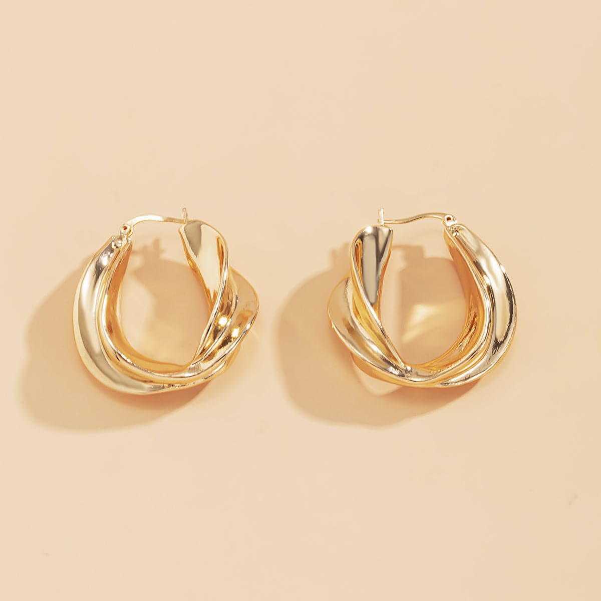 18K Gold-Plated Twist Huggie Earrings
