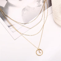 Goldtone Heart & Star Layered Pendant Necklace