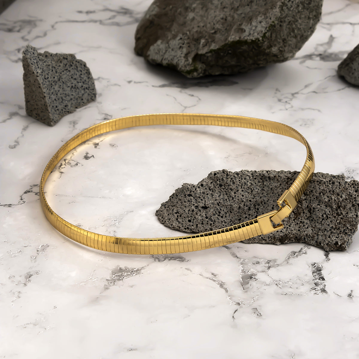18K Gold-Plated Snake Chain Choker Necklace