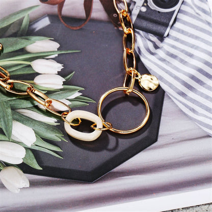 Beige Acrylic & 18K Gold-Plated Cable Chain Bracelet