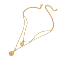 18K Gold-Plated Eye Coin Layered Pendant Necklace