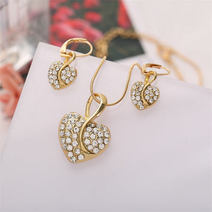 Cubic Zirconia and 18K Gold-Plated Heart Leverback Earrings Set, gold drop earrings for women, side view