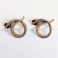 Cubic Zirconia & 18K Gold-Plated Snake Stud Earrings